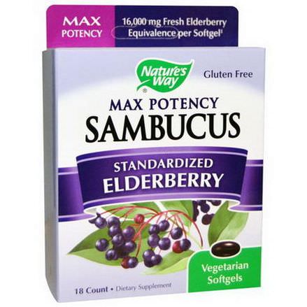 Nature's Way, Sambucus, Standardized Elderberry, 18 Veggie Softgels