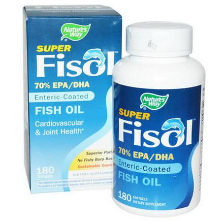 Nature's Way, Super Fisol, Fish Oil, Enteric Coated, 180 Softgels