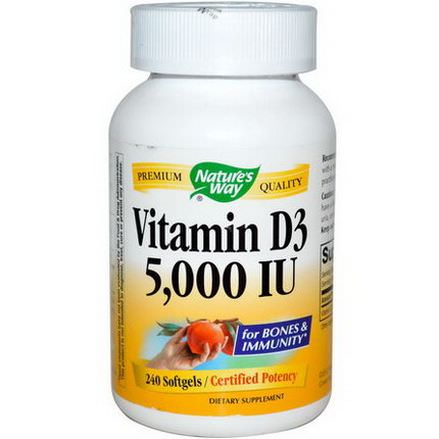 Nature's Way, Vitamin D3, 5000 IU, 240 Softgels