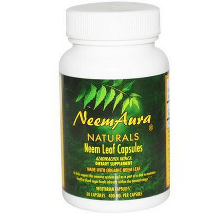 Neemaura Naturals Inc, Neem Leaf Capsules, 400mg, 60 Capsules