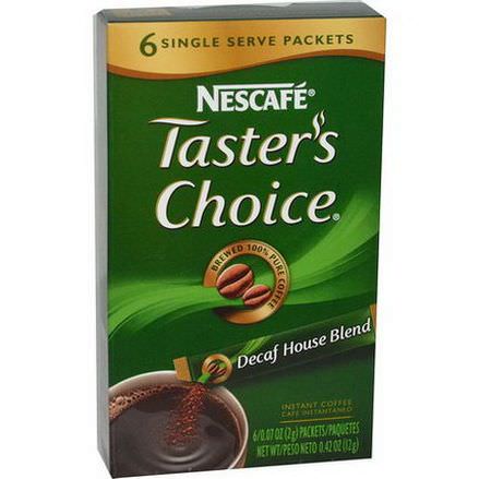 Nescafe, Taster's Choice, Instant Coffee, Decaf House Blend, 6 Packets 2g Each