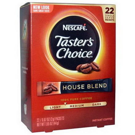 Nescafe, Taster's Choice, Instant Coffee, House Blend, 22 Packets 2g Each