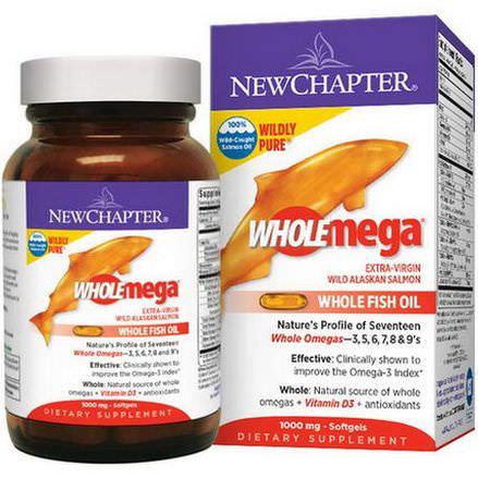 New Chapter, Wholemega, Wildly Pure, Whole Fish Oil, 1000mg, 60 Softgels