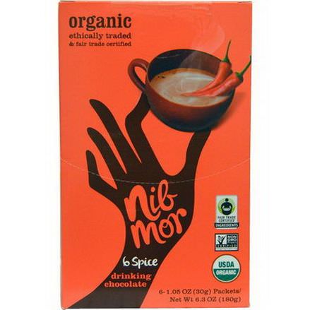 Nibmor, Organic, Drinking Chocolate, 6 Spice, 6 Packets 30g Each