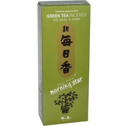 Nippon Kodo, Morning Star, Green Tea Incense, 200 Sticks&Holder
