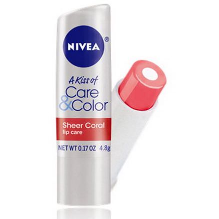Nivea, A Kiss of Care&Color, Lip Care, Sheer Coral 4.8g
