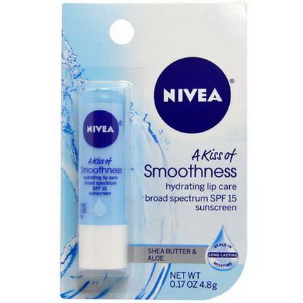 Nivea, A Kiss of Smoothness, Hydrating Lip Care, SPF 15, Shea Butter and Aloe 4.8g