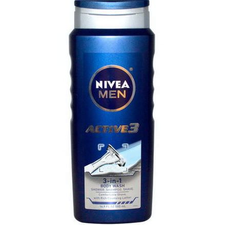 Nivea, Active 3, 3-in-1 Body Wash, Men 500ml