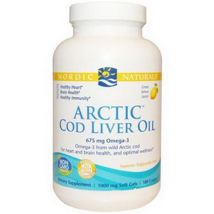 Nordic Naturals, Arctic Cod Liver Oil, Lemon, 1000mg, 180 Soft Gels