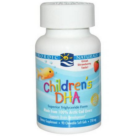 Nordic Naturals, Children's DHA, Strawberry, 250mg, 90 Chewable Soft Gels