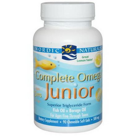 Nordic Naturals, Complete Omega Junior, Lemon, 500mg, 90 Chewable Soft Gels