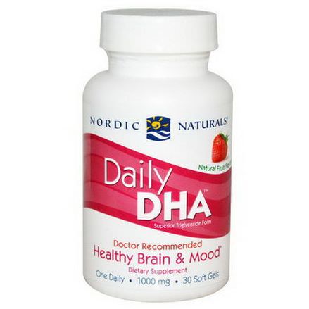 Nordic Naturals, Daily DHA, Strawberry, 1000mg, 30 Soft Gels