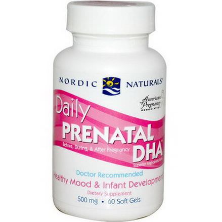 Nordic Naturals, Daily Prenatal DHA, 500mg, 60 Soft Gels