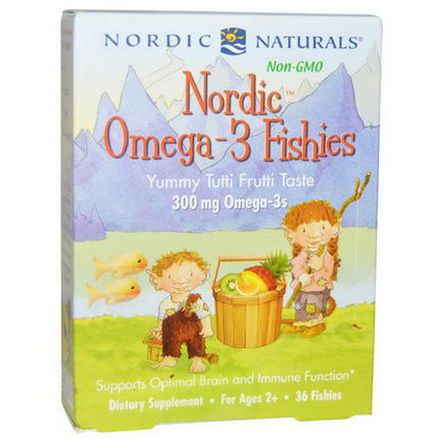 Nordic Naturals, Nordic Omega-3 Fishies, Yummy Tutti Frutti Taste, 300mg, 36 Fishies