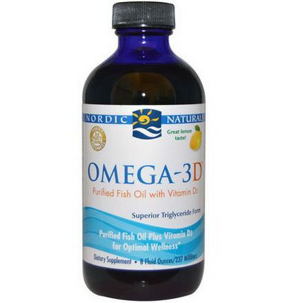 Nordic Naturals, Omega-3D, Purified Fish Oil with Vitamin D3, Lemon 237ml