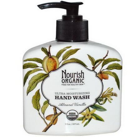Nourish Organic, Hand Wash, Ultra-Moisturizing, Almond Vanilla 207ml