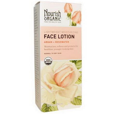 Nourish Organic, Lightweight Moisturizing Face Lotion, Argan Rosewater 50ml