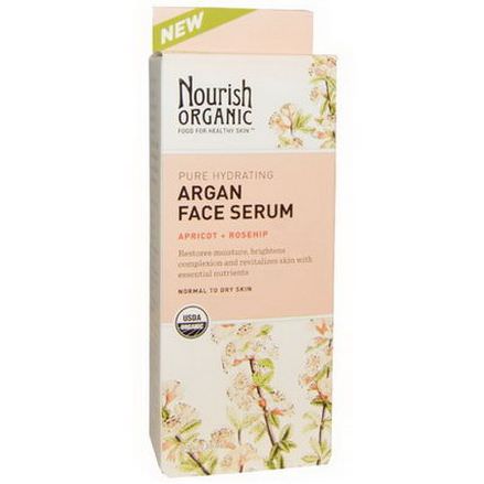 Nourish Organic, Pure Hydrating Argan Face Serum, Apricot Rosehip 20ml