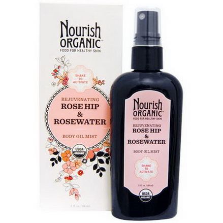 Nourish Organic, Rejuvenating Rose Hip&RoseWater Body Oil Mist 88ml
