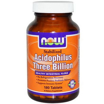 Now Foods, Acidophilus Three Billion, Stabilized, 180 Tablets