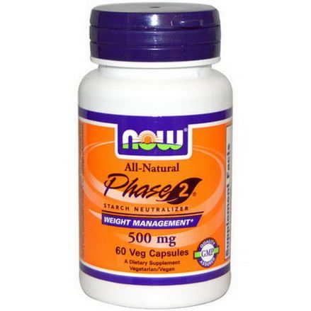 Now Foods, All-Natural Phase 2, Starch Neutralizer, 500mg, 60 Veggie Caps