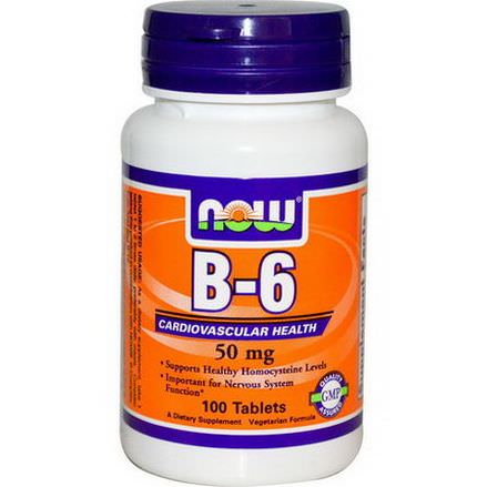 Now Foods, B-6, 50mg, 100 Tablets