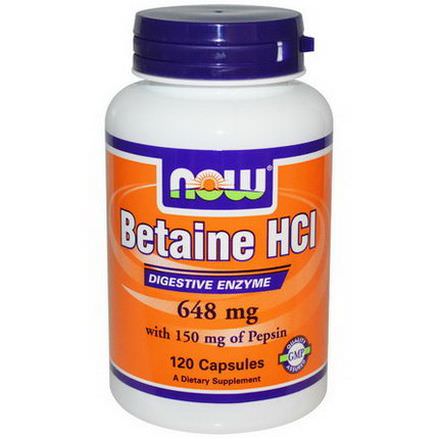 Now Foods, Betaine HCL, 648mg, 120 Capsules