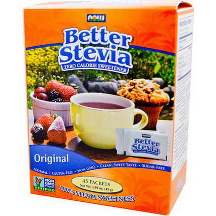 Now Foods, Better Stevia, Zero Calorie Sweetener, Original, 45 Packets 45g