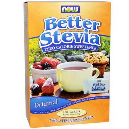 Now Foods, BetterStevia, Zero Calorie Sweetener, Original, 100 Packets 100g