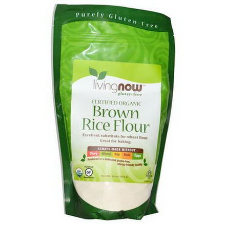 Now Foods, Certified Organic Brown Rice Flour, Gluten-Free 454g