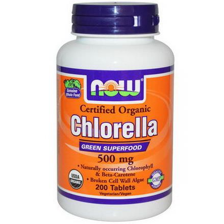 Now Foods, Certified Organic Chlorella, 500mg, 200 Tablets