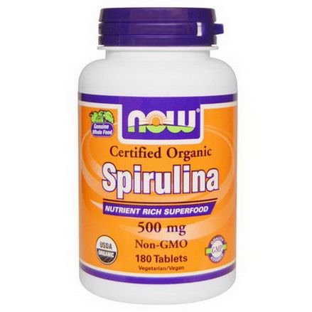 Now Foods, Certified Organic Spirulina, 500mg, 180 Tablets