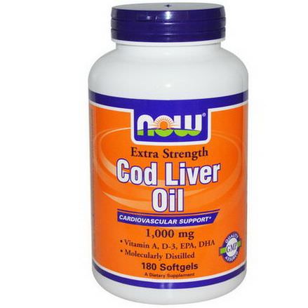 Now Foods, Cod Liver Oil, 1,000mg, 180 Softgels