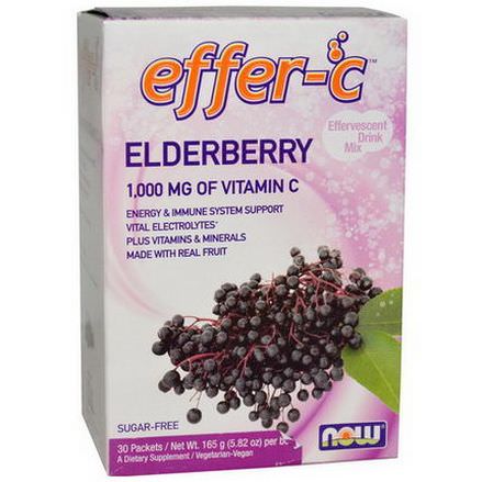 Now Foods, Effer-C, Effervescent Drink Mix, Elderberry, 30 Packets, 5.5g Each