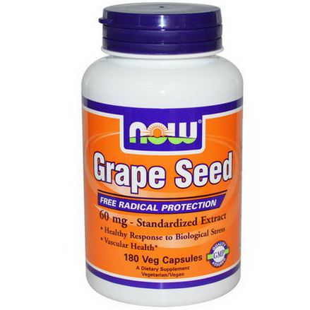 Now Foods, Grape Seed, Standardized Extract, 180 Vcaps