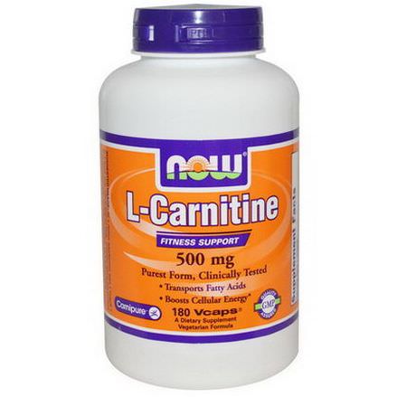 Now Foods, L-Carnitine, 500mg, 180 Vcaps