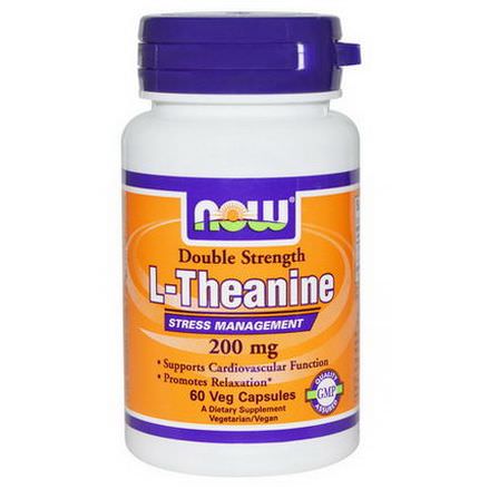 Now Foods, L-Theanine, Double Strength, 200mg, 60 Veggie Capsules