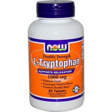 Now Foods, L-Tryptophan, Double Strength, 1,000mg, 60 Tablets