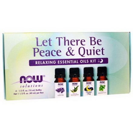 Now Foods, Let There Be Peace&Quiet, Relaxing Essential Oils Kit, 4 Bottles 10ml Each
