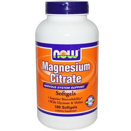 Now Foods, Magnesium Citrate, 180 Softgels