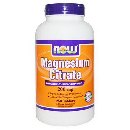 Now Foods, Magnesium Citrate, 200mg, 250 Tablets