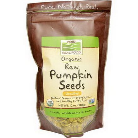 Now Foods, Organic, Raw Pumpkin Seeds, Unsalted 340g