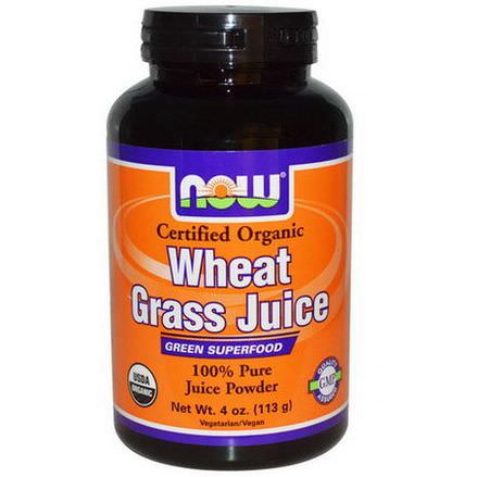 Now Foods, Organic, Wheat Grass Juice, 100 % Pure Juice Powder 113g