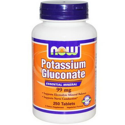Now Foods, Potassium Gluconate, 99mg, 250 Tablets