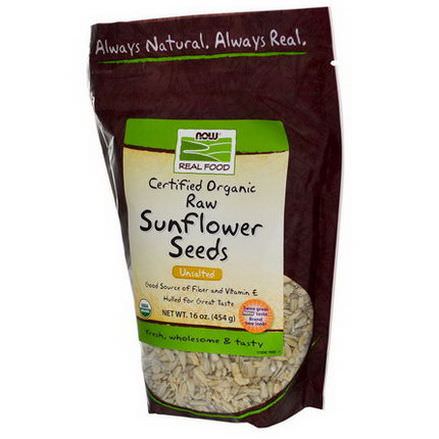 Now Foods, Real Food, Certified Organic, Raw, Sunflower Seeds, Unsalted 454g