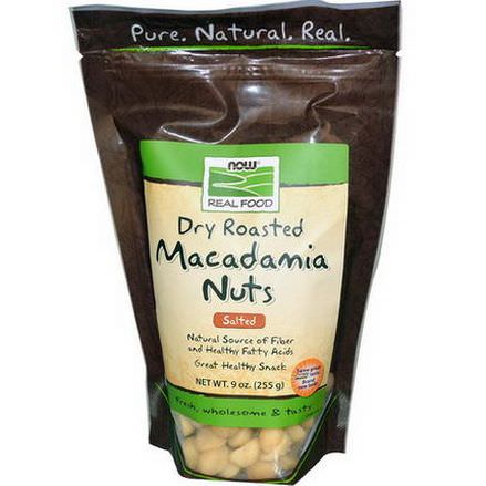 Now Foods, Real Food, Macadamia Nuts, Dry Roasted, Salted 255g