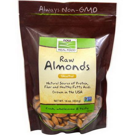 Now Foods, Real Food, Raw Almonds, Unsalted 454g