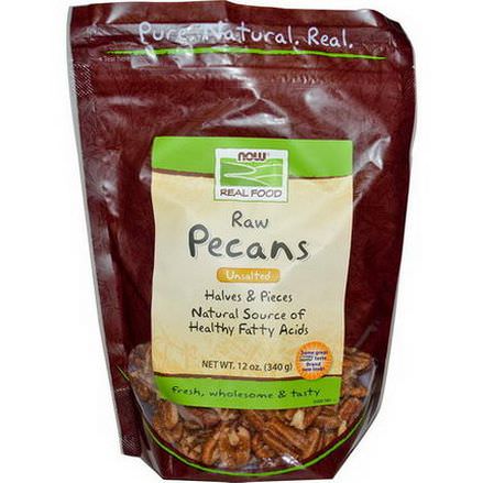 Now Foods, Real Food, Raw Pecans, Halves&Pieces, Unsalted 340g