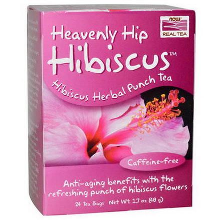 Now Foods, Real Tea, Heavenly Hip Hibiscus, Caffeine Free, 24 Tea Bags 48g