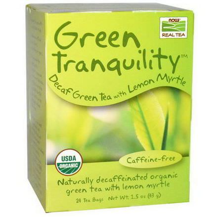 Now Foods, Real Tea, Organic, Green Tranquility, Decaf Green Tea, Caffeine Free, 24 Tea Bags 43g